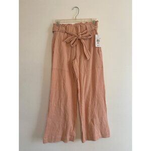 Indigo Rein Misty Rose Soft Gauze Cotton Pants XS With Paperbag Waist & Tie Belt